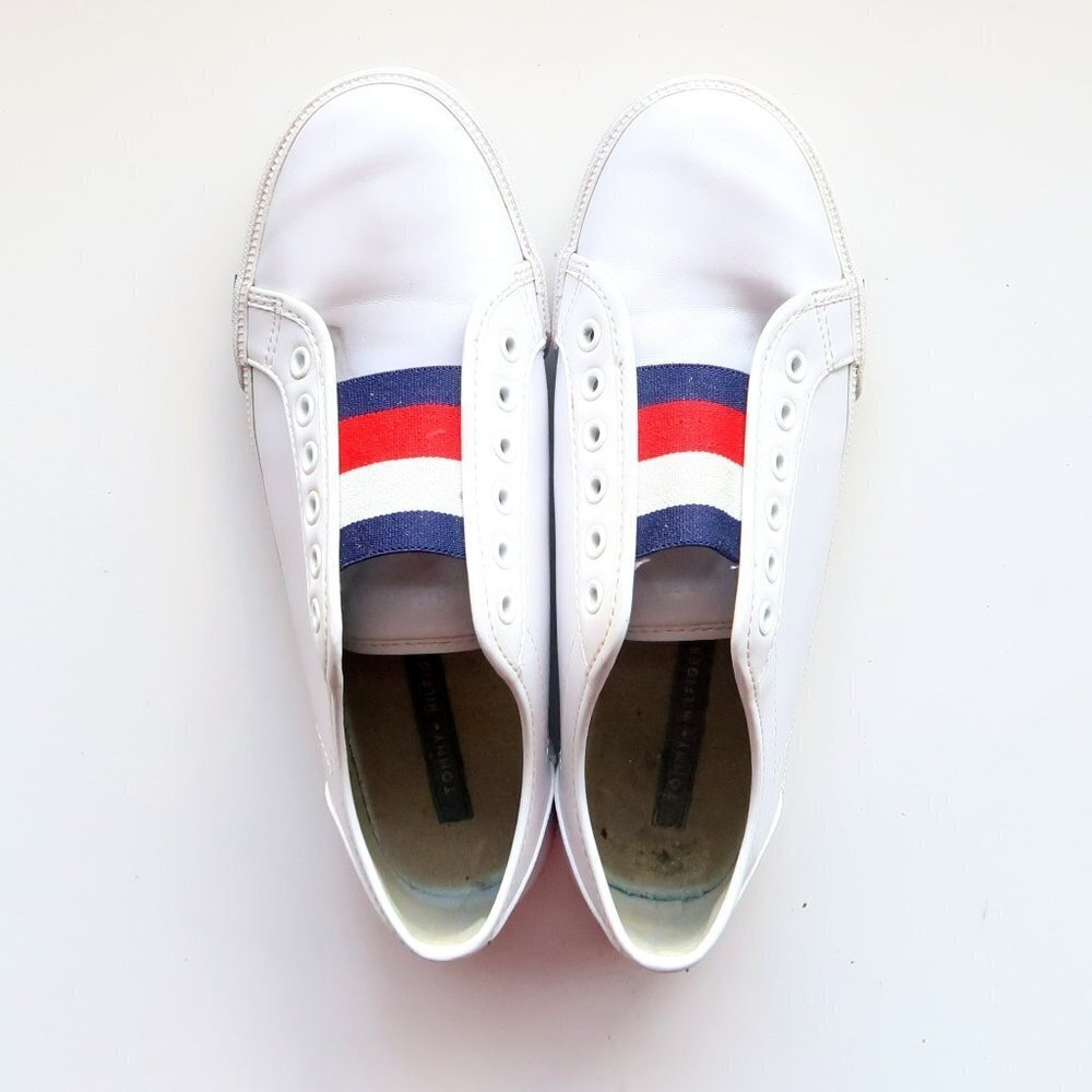 Tommy Hilfiger Anni White Red Blue Slip-on Sneakers Size 7 - Picture 4 of 16